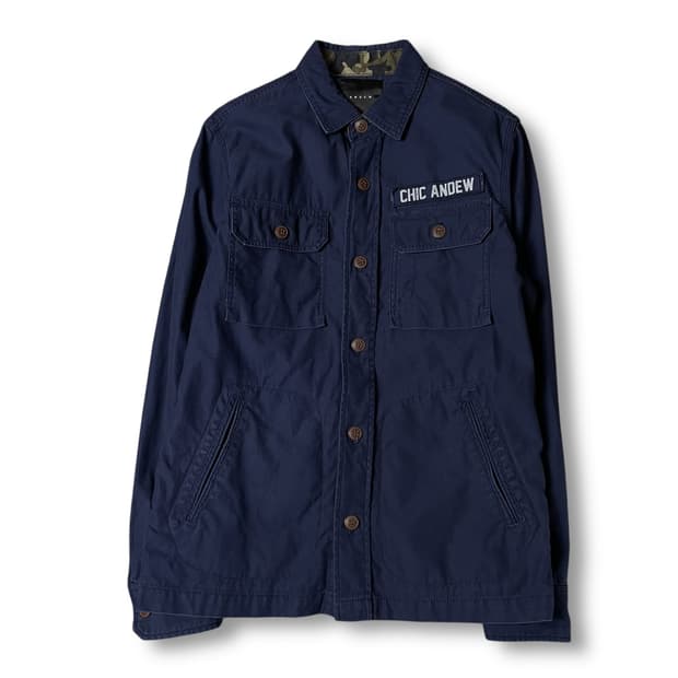 앤듀 네이비 멀티포켓 데님 셔츠 자켓 100