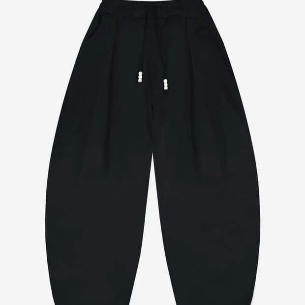 WXP024 도트 핀턱 스웻 벌룬 팬츠 (BLACK)