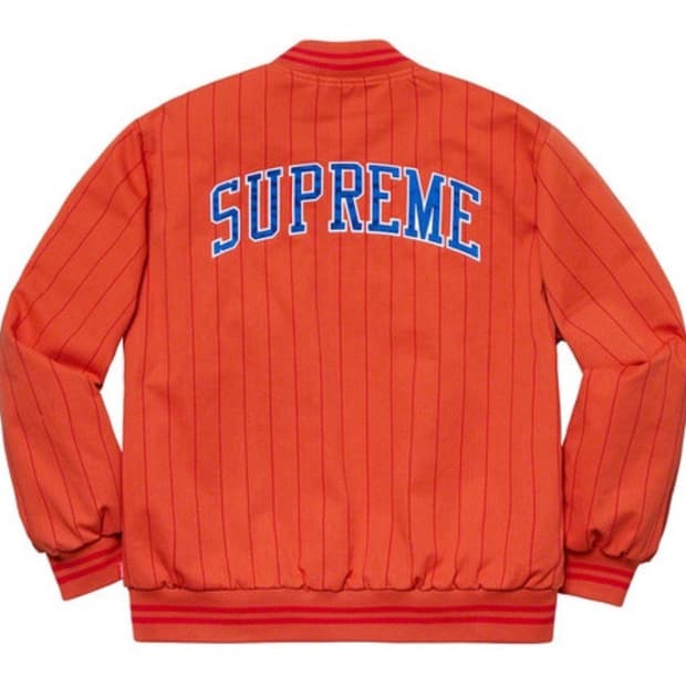 슈프림 19ss 핀스트라이프 최고 바시티