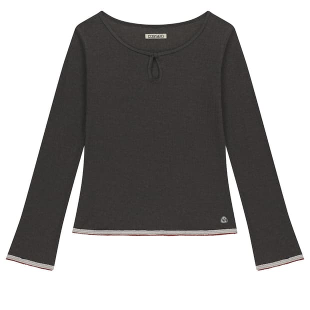 코이세이오 EYELET LACE LONGSLEEVES ASH BROWN