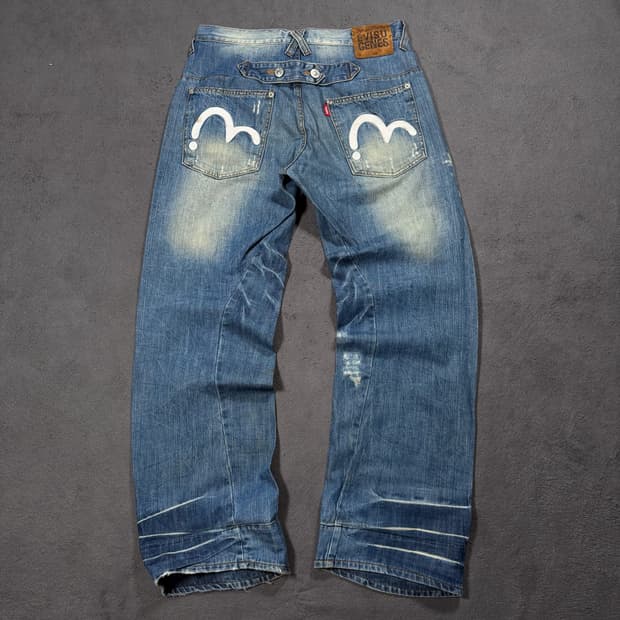 Evisu 에비수 엔지니어드 신치백 워싱 데님 팬츠
