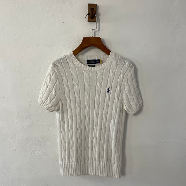 폴로 케이블 반팔 니트 