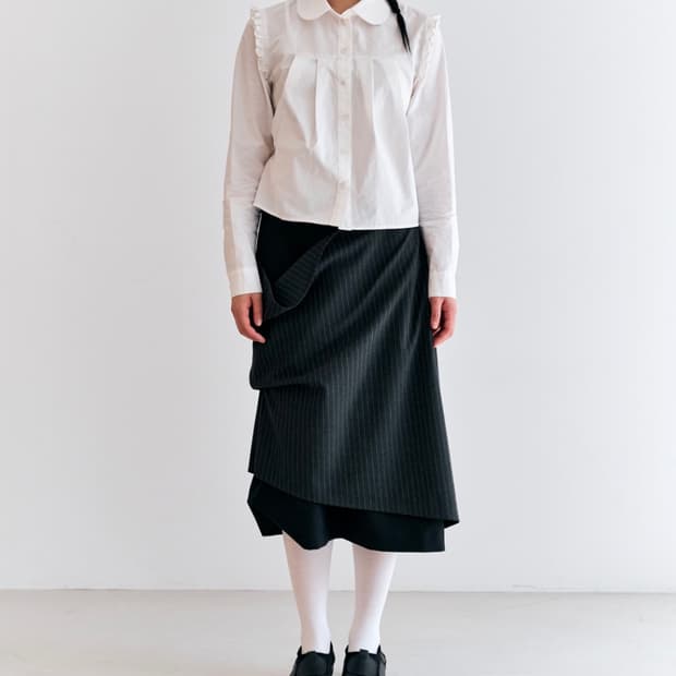 바하윤 layered draped skirt(stripe)