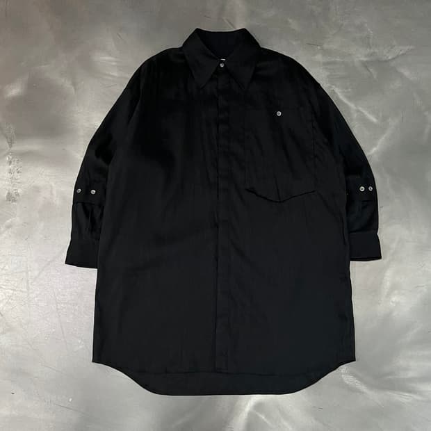  KANZISA 다크 린넨 롱 셔츠 y16184