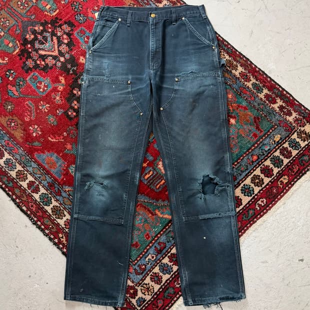 OG USA Made 칼하트 블랙 더블니 칼하트 B01 워크팬츠 썩블니