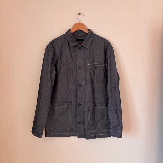 유니클로 L 메탈릭 그레이 워크 자켓 아메카지 일본판 데님