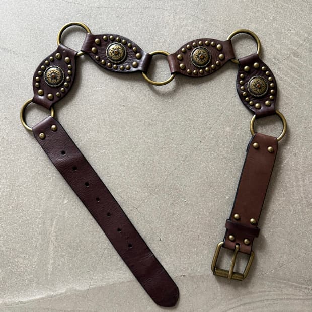 Vintage Concho Genuine Leather Belt