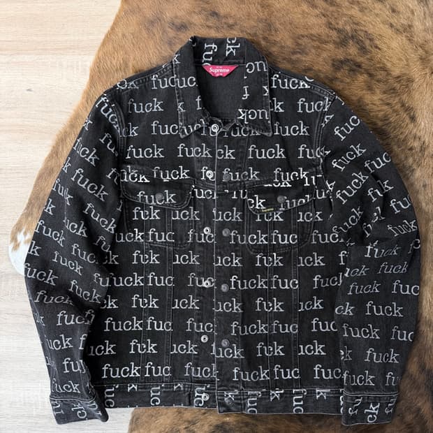 슈프림 FUCK 흑청 데님 트러커 자켓 