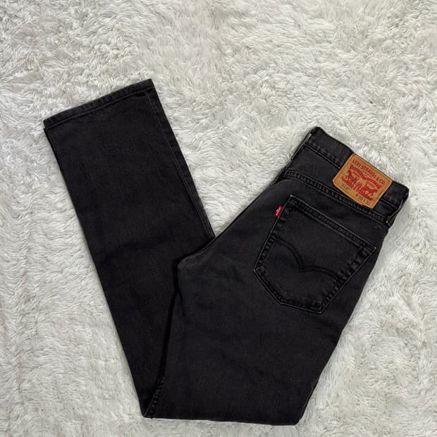 리바이스 514 블랙 데님 청바지 W30 L32
