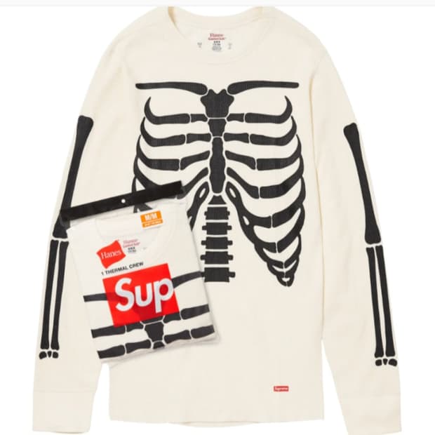 슈프림 헤인즈 본즈 써멀 크루 내츄럴