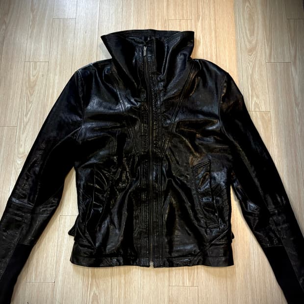 코데즈컴바인 하이넥 램스킨 레더 자켓