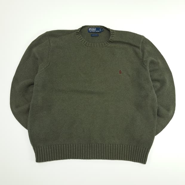 CN664 L-XL 폴로 랄프로렌 더스티그린 라운드 긴팔 니트 스웨터