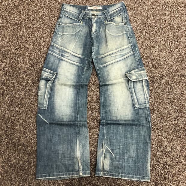 Kello Jeans 켈로 진스 워시드 와이드핏 카고 데님 팬츠 