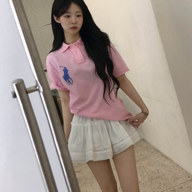 폴로 빅포니 핑크 슬림핏 pk티