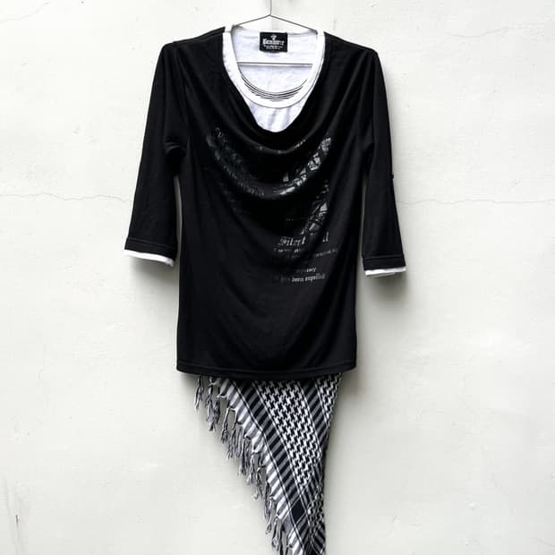 Beamere scarf layered drape top