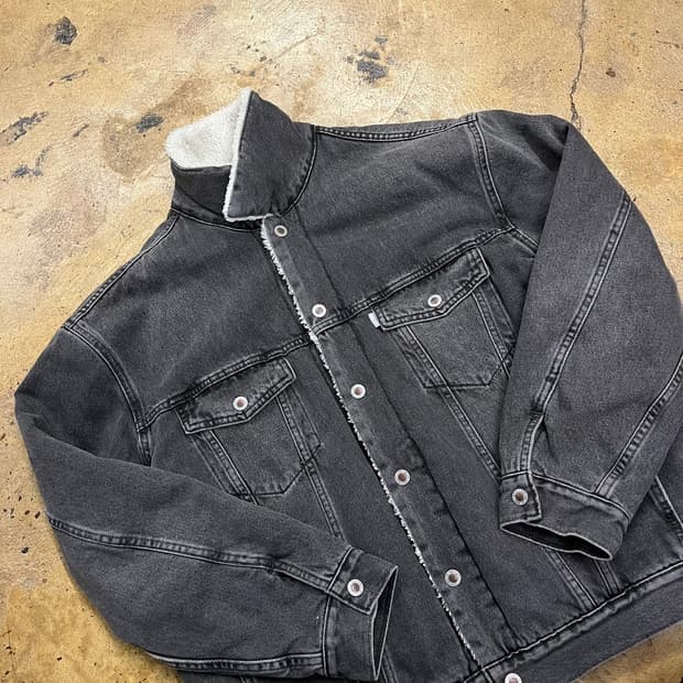 [정품/M] 리바이스 블랙 데님 털 자켓 b15