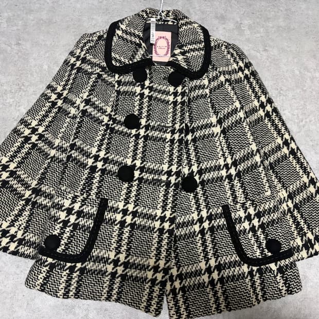 빈티지 체크 코트 모리 갸루 라떼