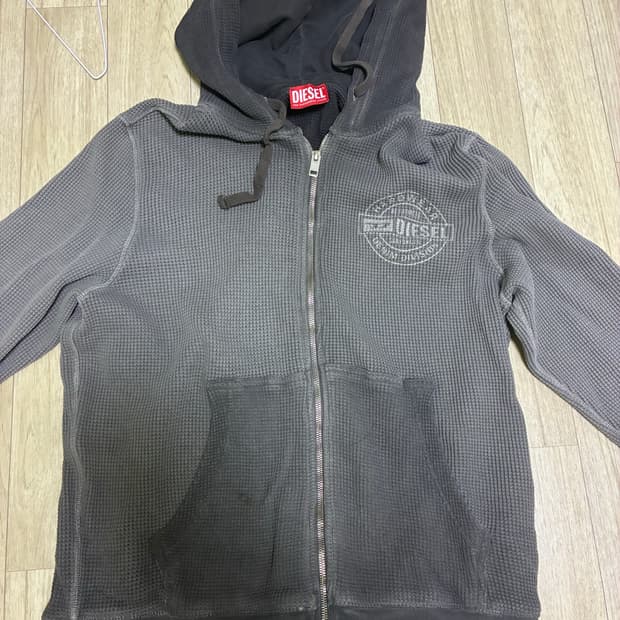 디젤 와플 후드집업 차콜