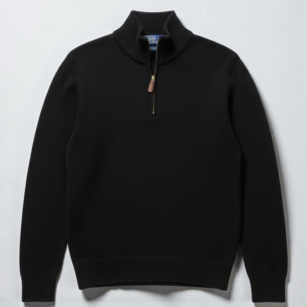 95)POLO 폴로 랄프로렌 캐시미어100% 하프집업 니트 블랙