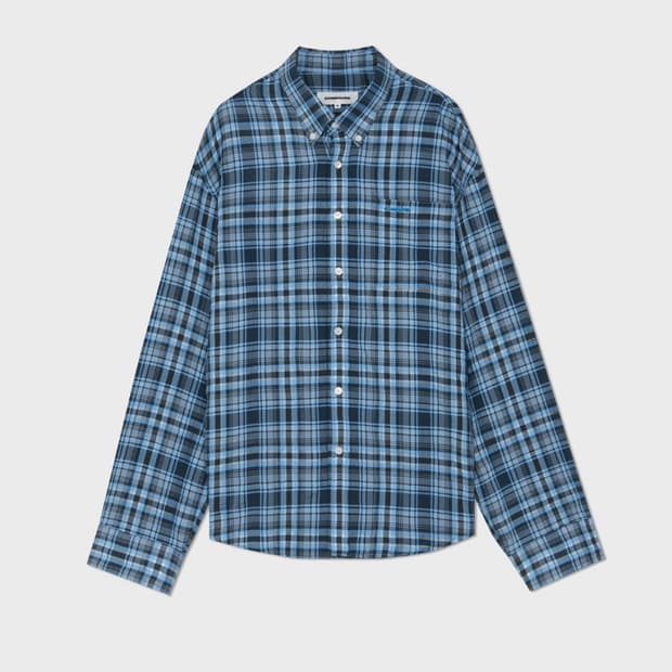 구민성 체크셔츠 블루 L