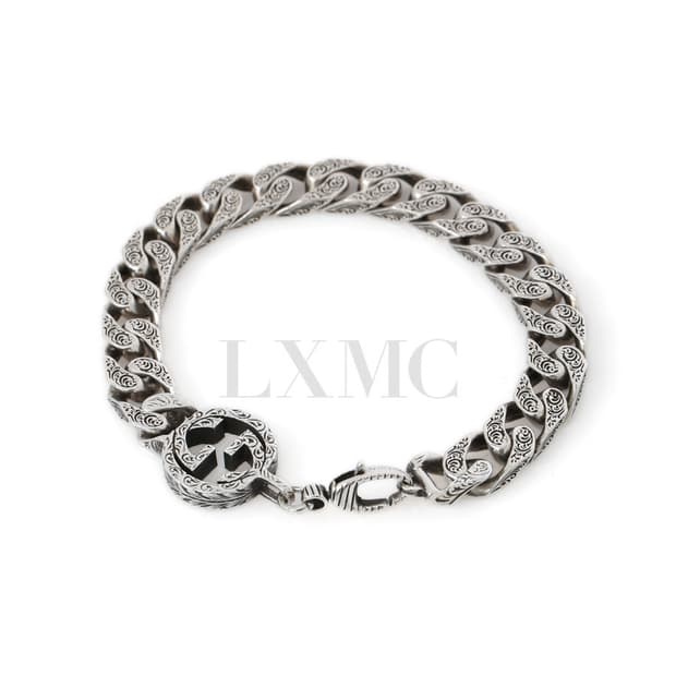 구찌 실버 팔찌 인터로킹 G로고 체인팔찌 454245