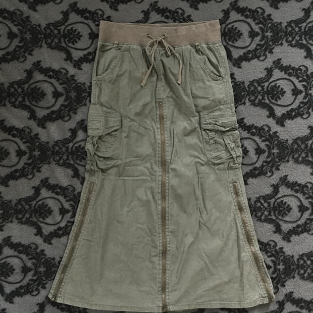 고아깔 지퍼 롱스커트