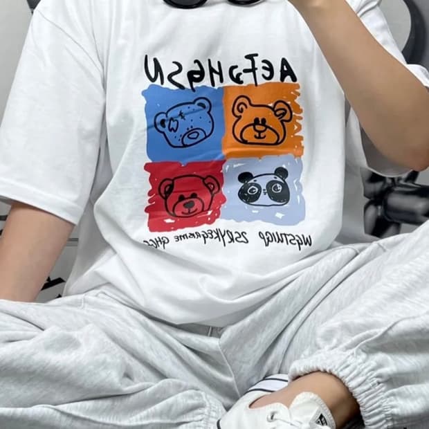 오브빌 Aubevill ABC bear T 티셔츠 화이트 판매