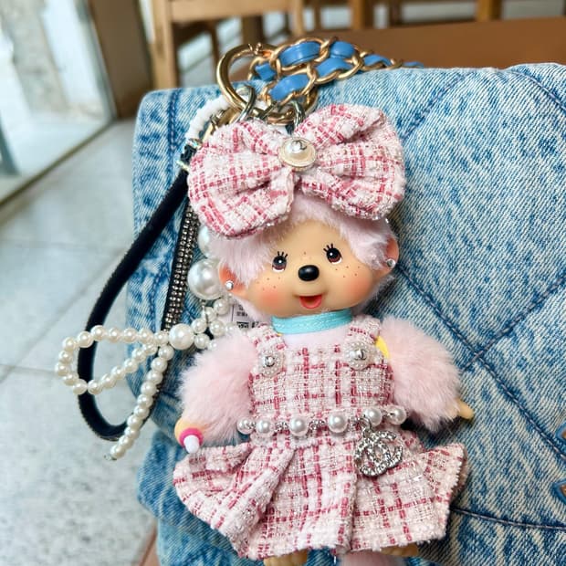 (121)정품몬치치 커스텀키링💕💗핑크무드트위드