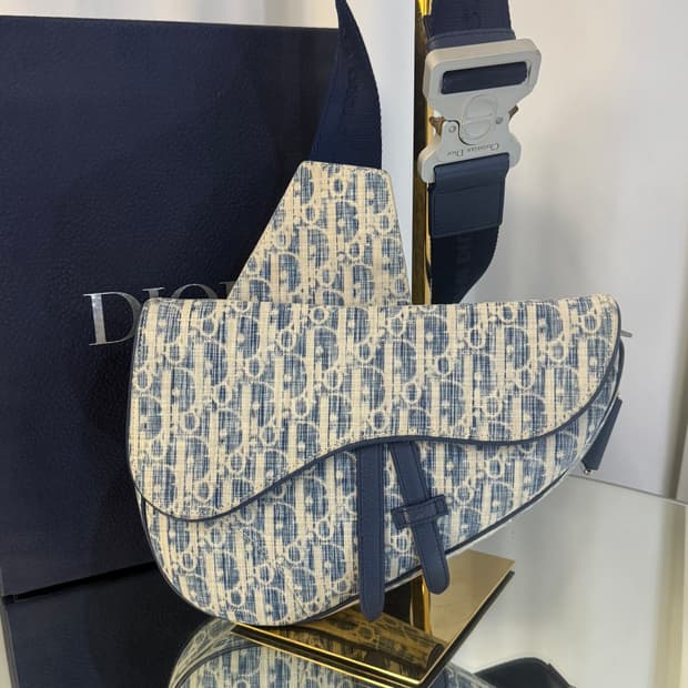 [한정판] 디올 오블리크 카스리 데님 새들백 미디움