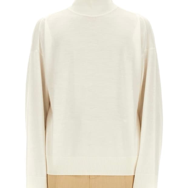 보테가 베네타 하이넥 라이트웨이트 클래식 울 스웨터 니트 화이트 M사이즈