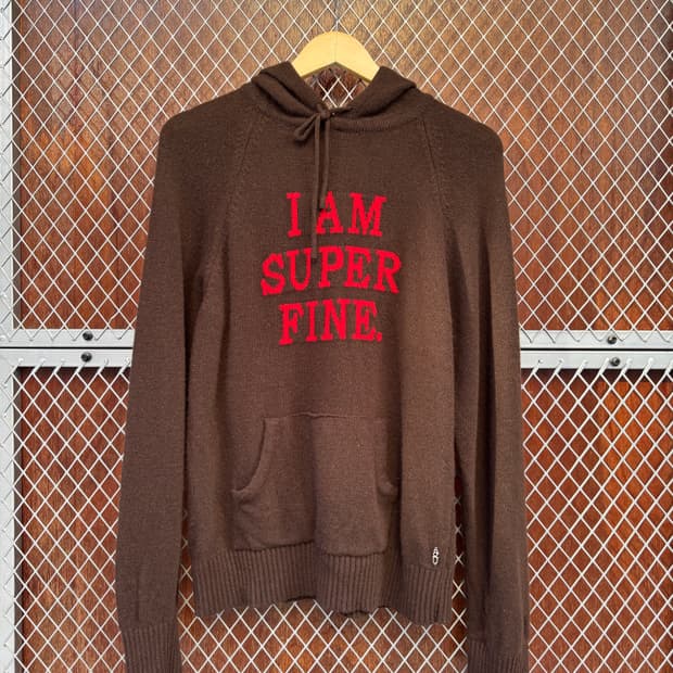 and you 앤유 캐시미어 로고 프린팅 빈티지 브라운 후드 니트 M