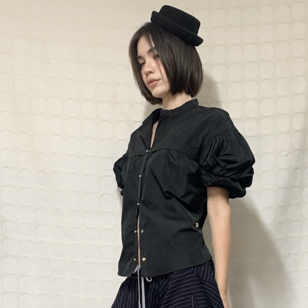 로베르토 카발리 퍼프 소매 반팔 셔츠