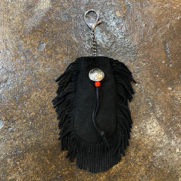 사슴가죽 스웨이드 프린지 키링 파우치