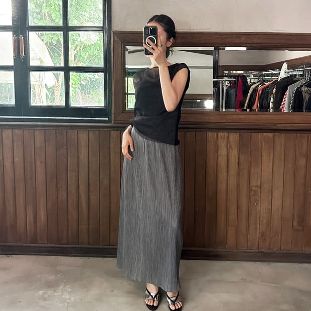 LANVIN silver mesh sleeveless