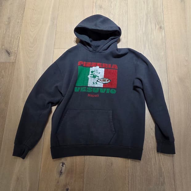 WILD DONKEY 와일동키Napoli 피자 프린팅 후드티 사이즈 라지