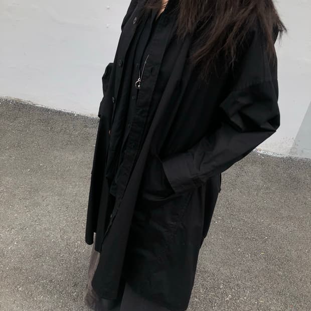 요지야마모토 하이넥 코트