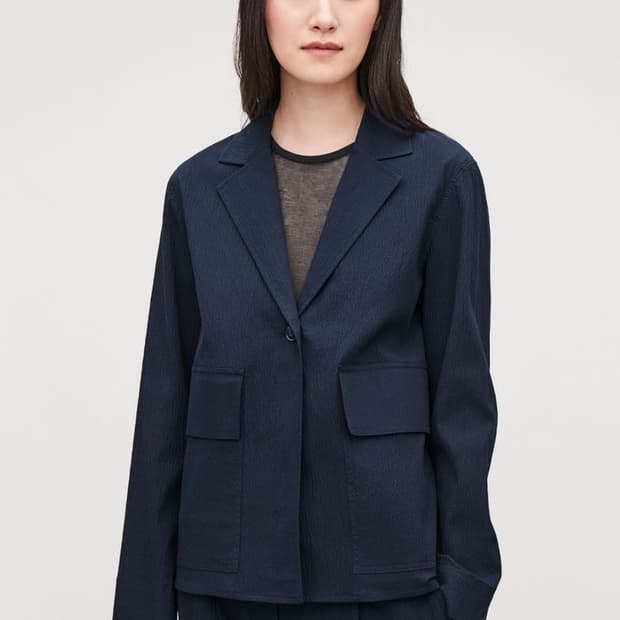 코스 네이비 시어서커 자켓 