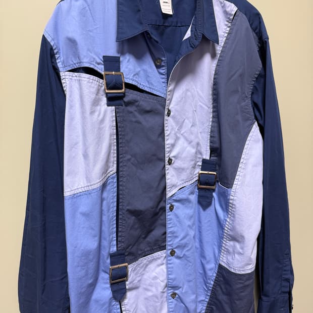 꼼데가르송 셔츠 벨트 디테일 블루 셔츠 L