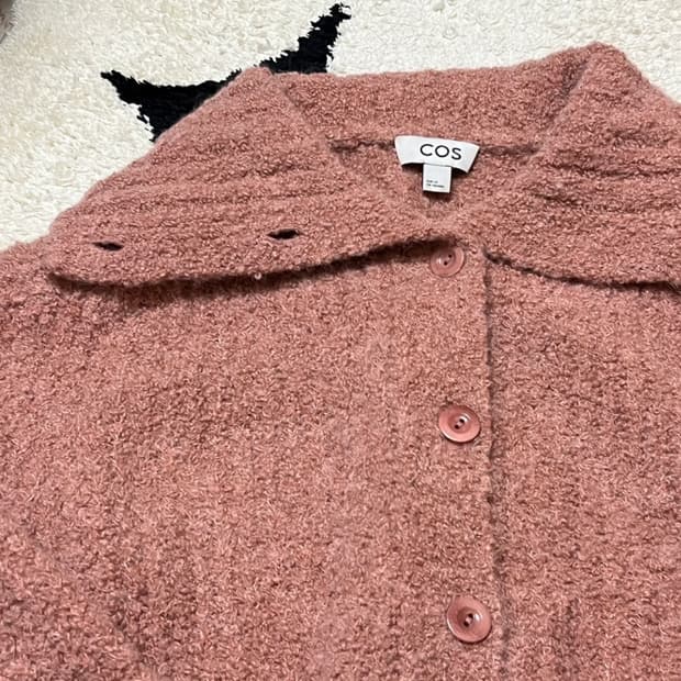 코스 스프레드 칼라 알파카 가디건 핑크