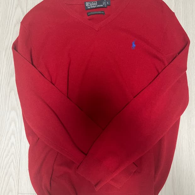 폴로 랄프로렌 브이넥 니트 레드