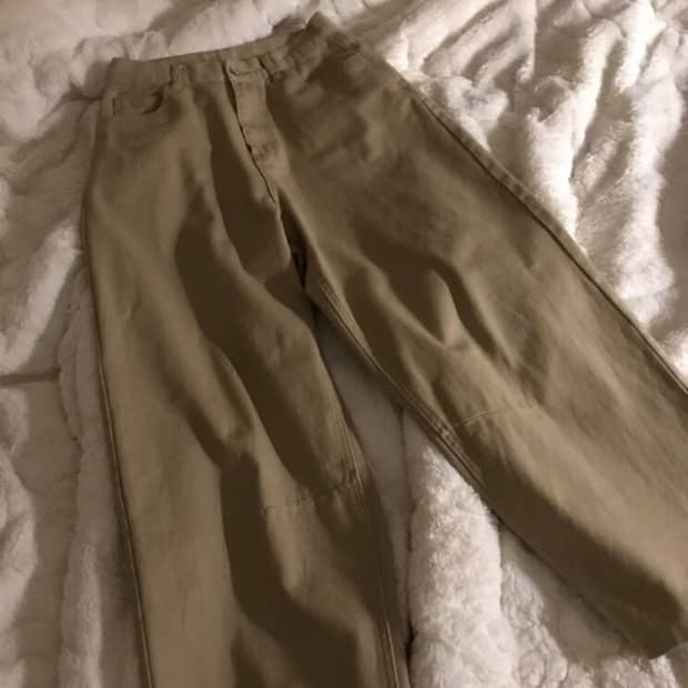 베이지 와이드코튼팬츠