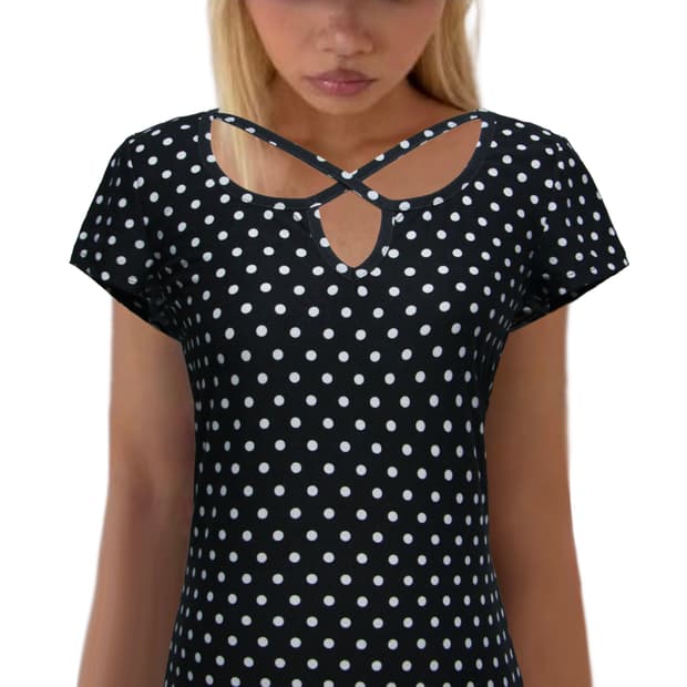 Polka Dot Curved Hem top