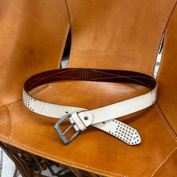빈티지 스터드 레더 벨트