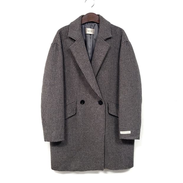 SJSJ 오버핏 체크모직코트