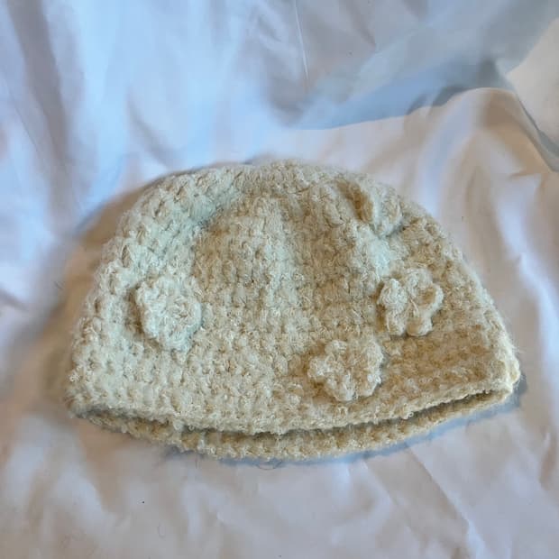 하구미모리걸 달천깔페어리 핸드메이드 코사지장미 베레모 아이보리