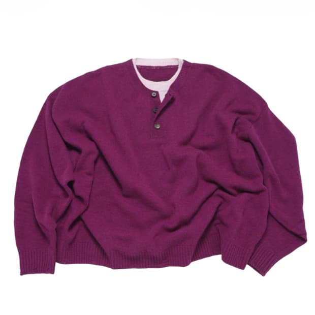 [M] MJD 콘트라스트 넥 캐시 크롭 니트 마젠타