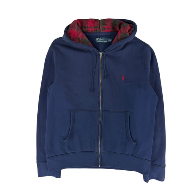 폴로 네이비 체크 후드집업 (xl)