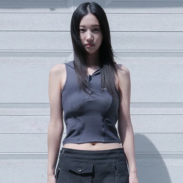 미세키서울 라인 후디 베스트 차콜