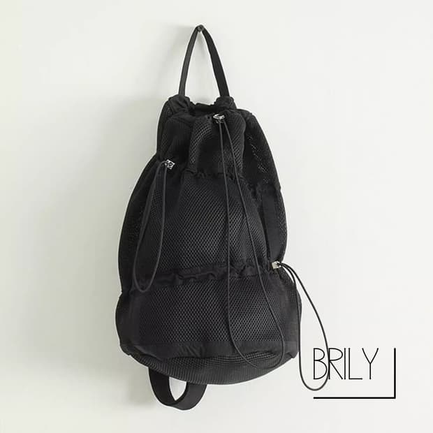 [Unisex] HEY 메쉬 스트링 버킷 복조리 스트릿 백팩