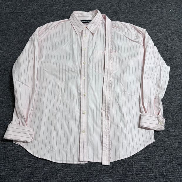 와이프로젝트 유니섹스 핑크 훅 스트라이프 셔츠